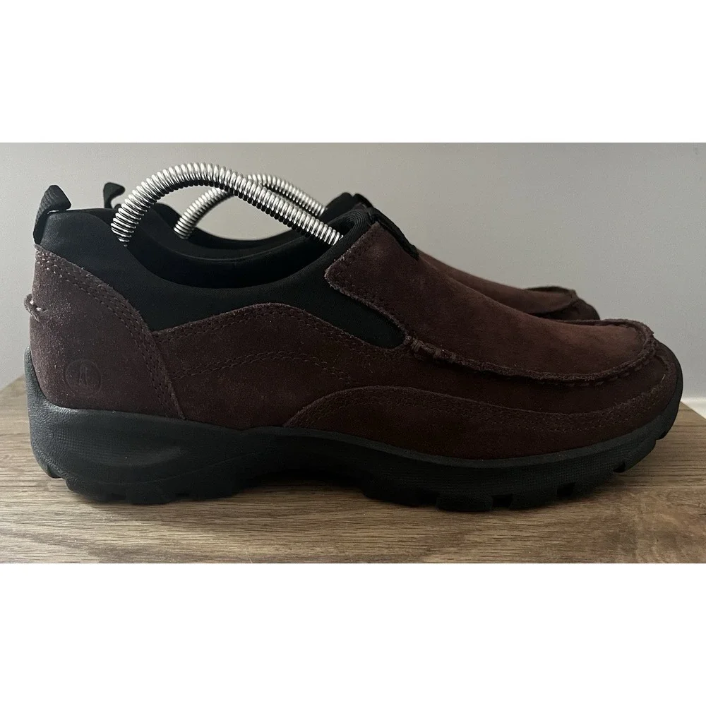 Lands End Shoes Mens 9 D Brown All Weather Slip On Moc Toe Loafers M1